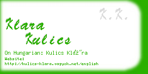 klara kulics business card